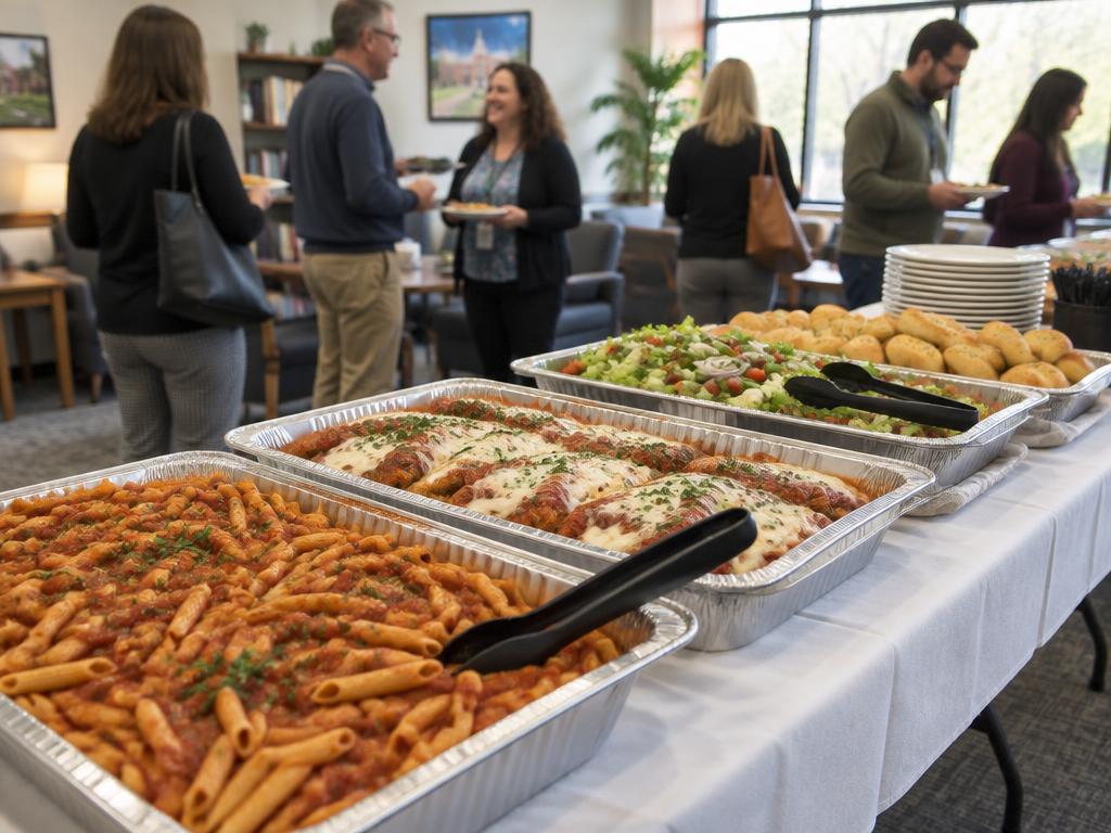 Stefano’s catering setup for a school faculty event